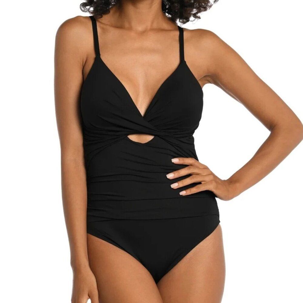 La Blanca Island Goddess Twist Women's One Piece Black Beach Travel Swimsuit 12